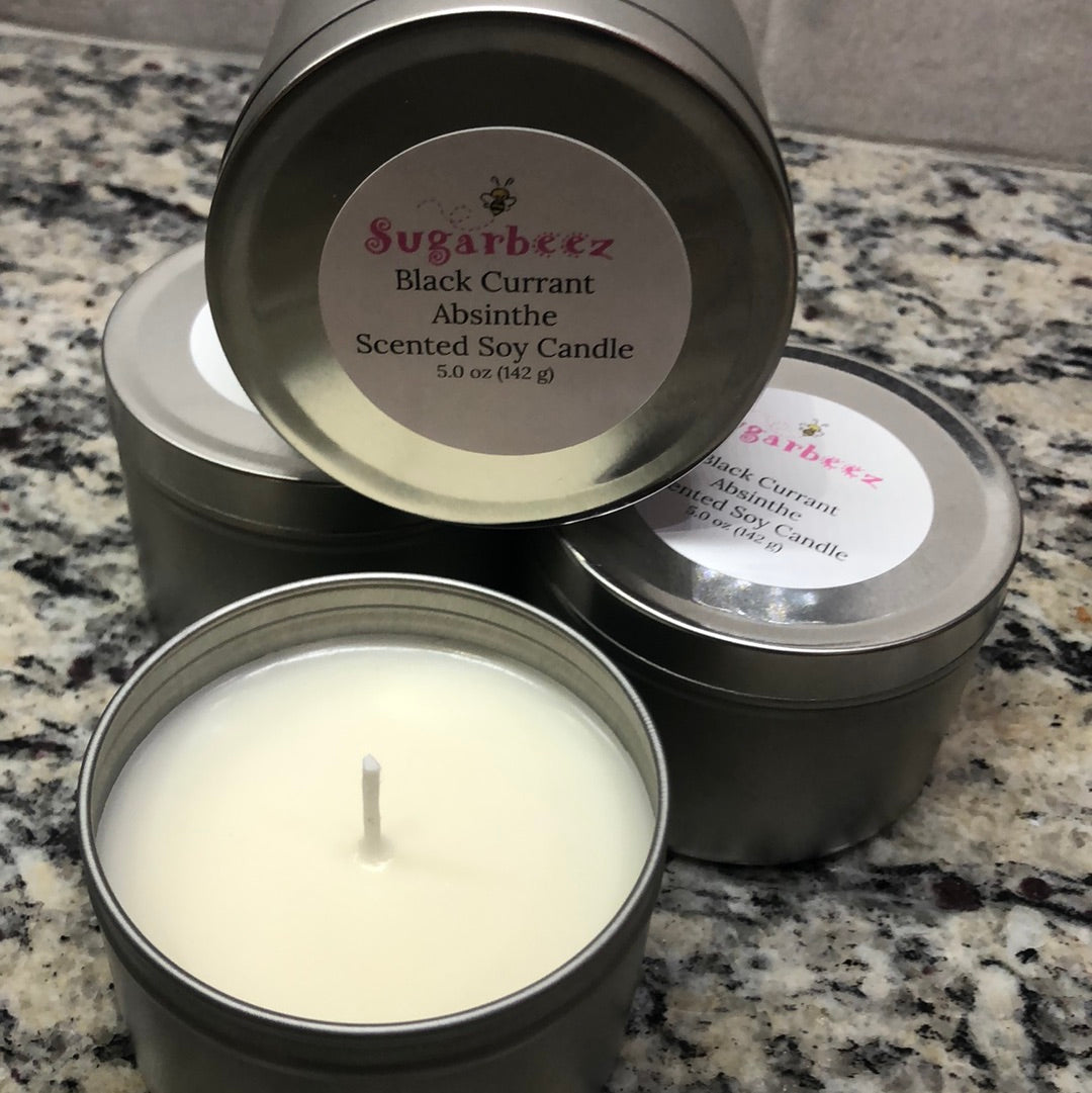 Black Currant Absinthe Scented Soy Candle-Tin Container