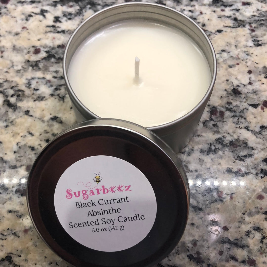 Black Currant Absinthe Scented Soy Candle-Tin Container