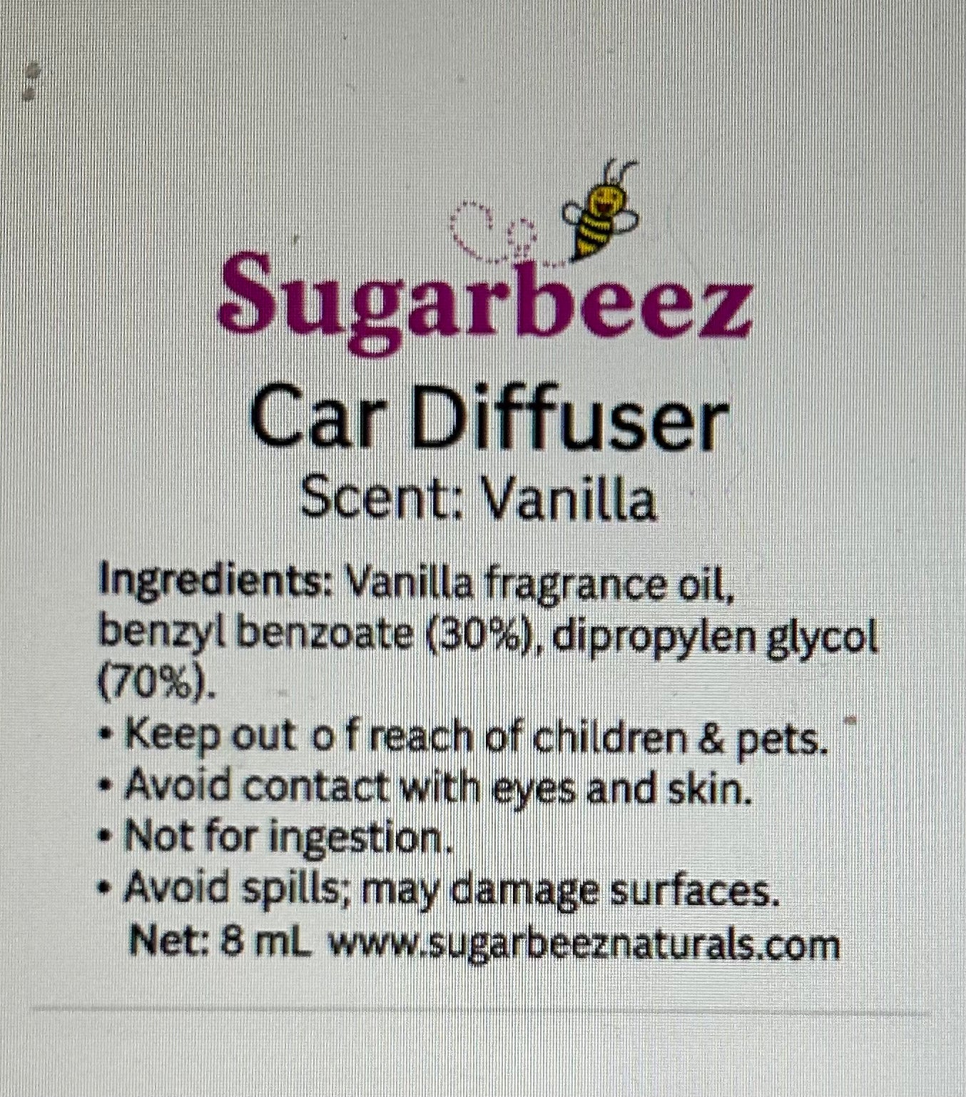 Vanilla scented Car Diffuser
