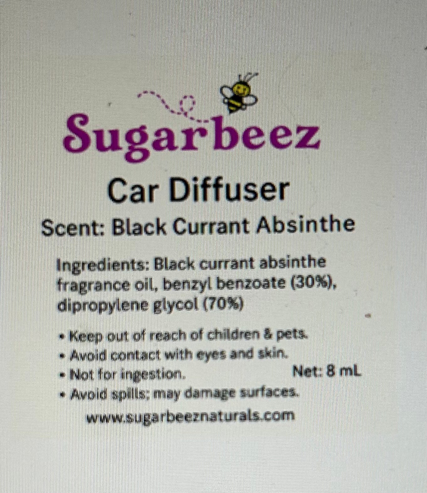 Black Currant Absinthe Scented Car Diffuser